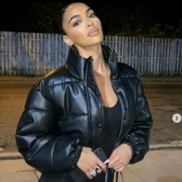 Zara SOFT Faux Leather Puffer Jacket S/M-EUC-BLOGGER's FAV - Picture 3 of 14